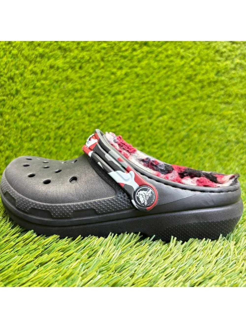 Crocs Classic Lined Camo Clog Boys Size 13C Black Casual Walking Slip On Sandals